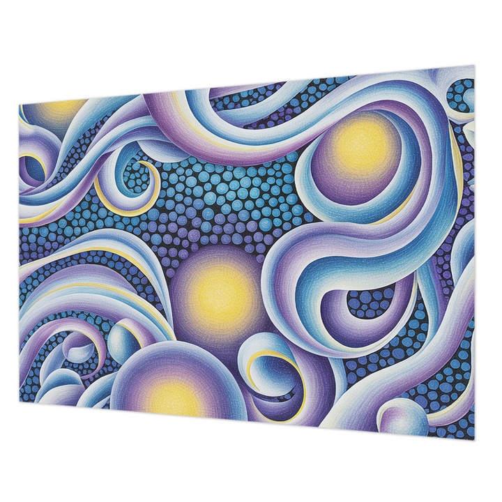 Tapéta Vlies Fali Dekoráció, Wallfluent, Színes örvények, Kék, 208 x 146 cm, Nem Szőtt, Nappaliba, Szobába, 010100060040000285061