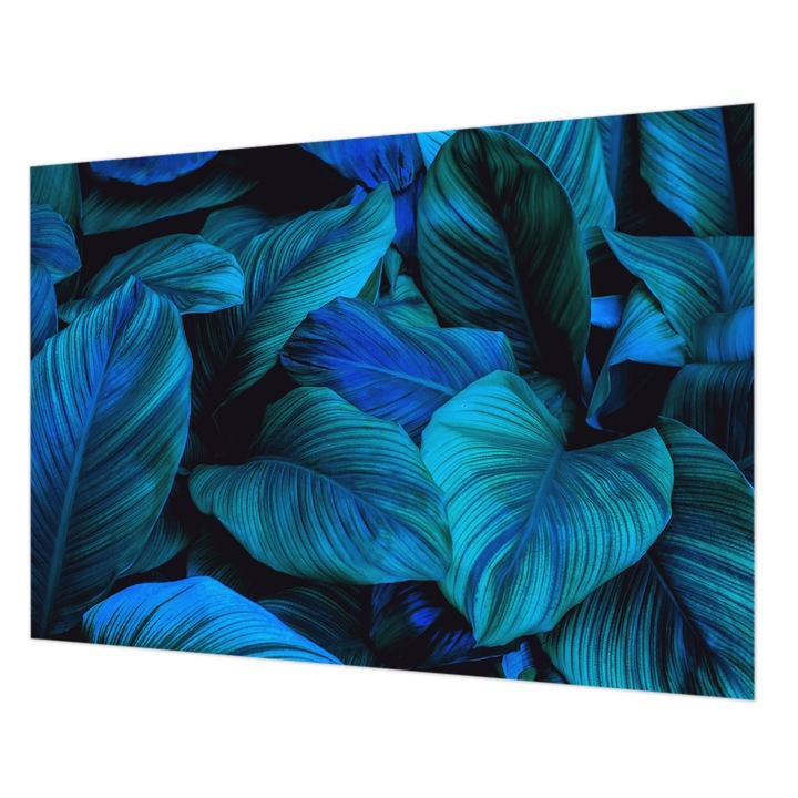 Fotótapéta De Perete, Wallfluent, Frunze albastre, Albastru, 312 x 219 cm, Art Deco, Usor De Instalat, 010100060080000049174