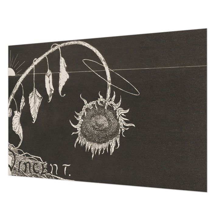 Tapéta Vlies Fali Dekoráció, Wallfluent, Nosztalgikus napraforgó, Fekete, 208 x 146 cm, Nem Szőtt, Könnyen Felszerelhető, 010100060040000285454