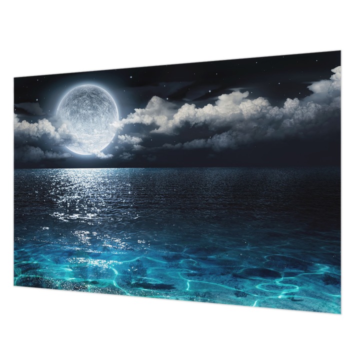 Tapéta Vlies Fali Dekoráció, Wallfluent, Éjszakai tenger, Kék, 152 x 104 cm, Nem Szőtt, Modern Dizájn, 010100060030000008436