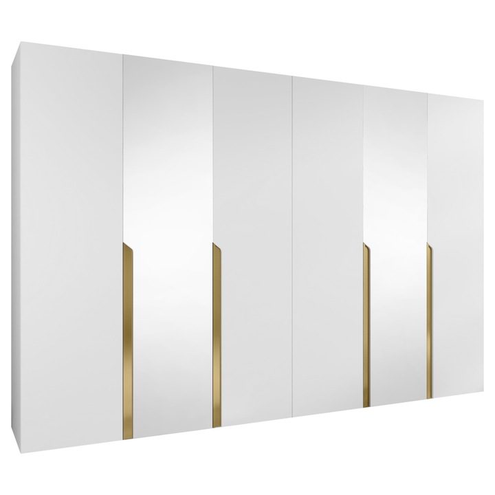 Dulap cu oglinda Frokow 2 300 MIRJAN 24 alb + auriu, 52x300x202 cm