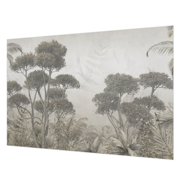 Tapéta Falra, Wallfluent, Trópusi dzsungel, Fehér, 152 x 104 cm, Nem Szőtt, Modern Dizájn, 010100060030000282669