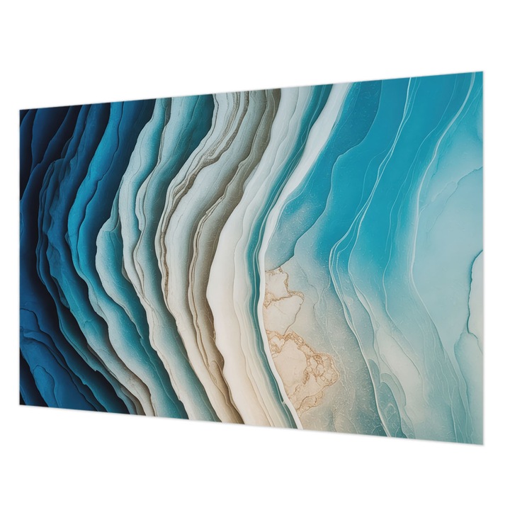 Tapéta Falra, Wallfluent, A harmónia hullámai, Kék, 152 x 104 cm, Vlies, Modern Belsőépítészeti Dekoráció, 010100060030000284849