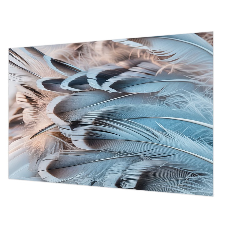 Dekor Tapéta, Wallfluent, Kék tollak, Fehér, 152 x 104 cm, Nem Szőtt, Öko, 010100060030000285067