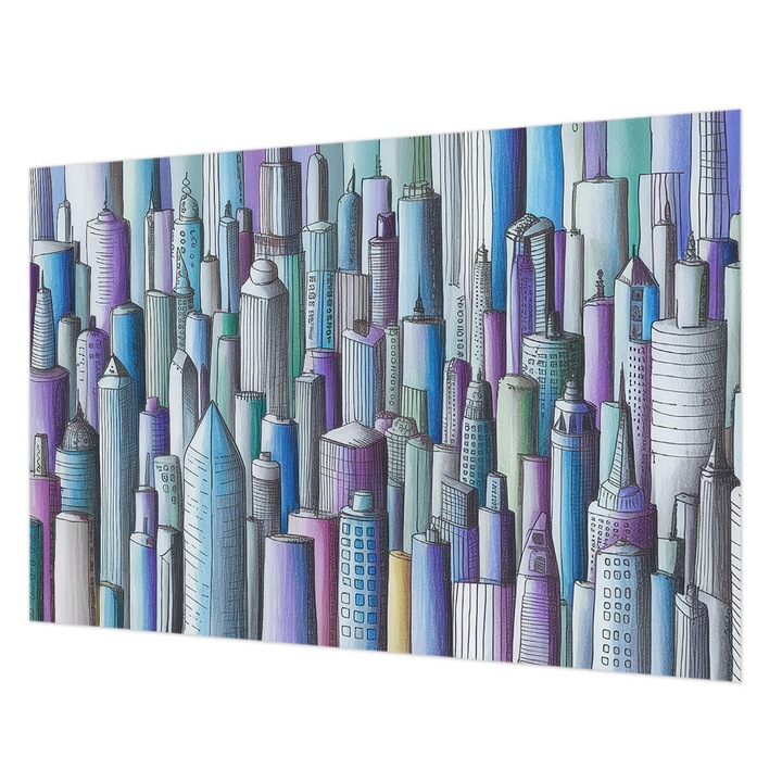 Tapéta Vlies Fali Dekoráció, Wallfluent, Városi felhőkarcolók, Fekete, 152 x 104 cm, Nem Szőtt, Modern Belsőépítészeti Dekoráció, 010100060030000285163