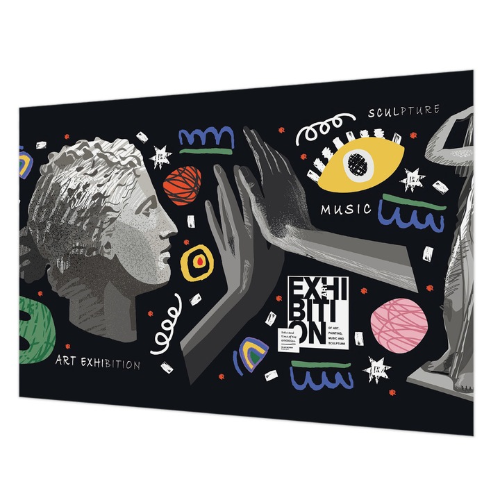 Tapéta Falra, Wallfluent, Egy színes kiállítás, Fekete, 152 x 104 cm, Nem Szőtt, Könnyen Felszerelhető, 010100060030000285233