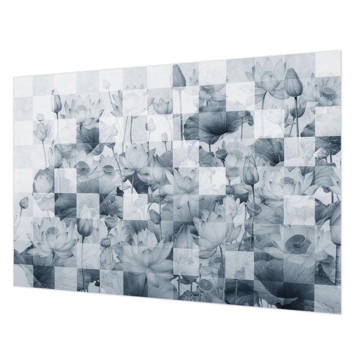 Dekor Tapéta, Wallfluent, Lótuszvirágok, Kék, 152 x 104 cm, Nem Szőtt, Előszobába, Hálószobába, 010100060030000285275