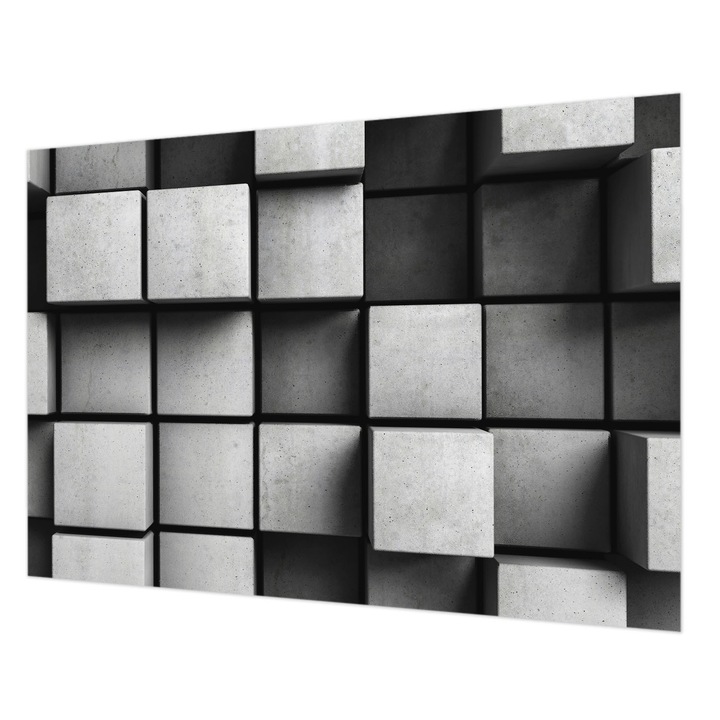 Vlies Fotótapéta De Perete, Wallfluent, Cuburi geometrice, Gri, 312 x 219 cm, Art Deco, Adeziv Puternic, 010100060080000077415