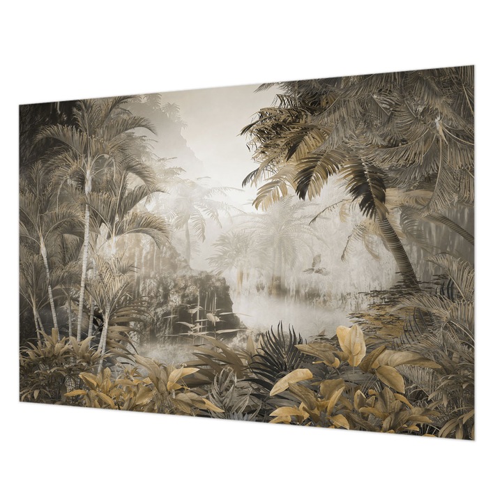 Tapéta Vlies Fali Dekoráció, Wallfluent, Trópusi erdő, Szürke, 208 x 146 cm, Nem Szőtt, Klasszikus, 010100060040000282780