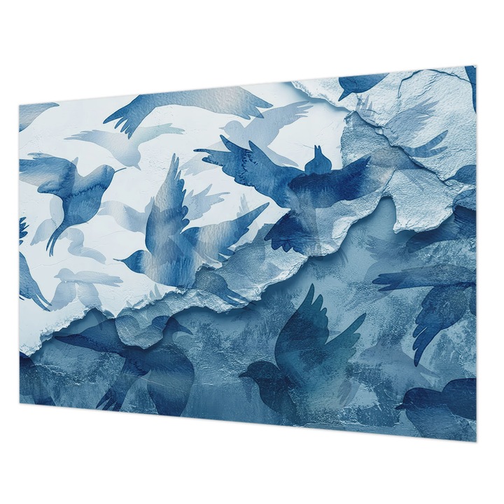 Fali Fotótapéta, Wallfluent, Pasari dinamice, Albastru, 312 x 219 cm, Decorativ, Usor De Instalat, 010100060080000284976