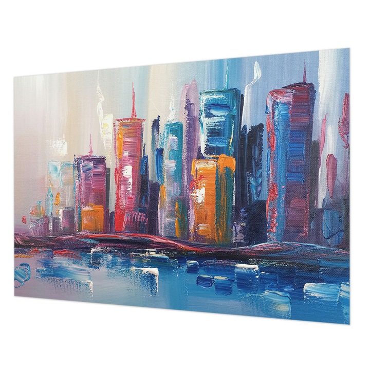 Tapéta Falra, Wallfluent, Színes város, Kék, 208 x 146 cm, Nem Szőtt, Modern Tapétatekercs, 010100060040000284998