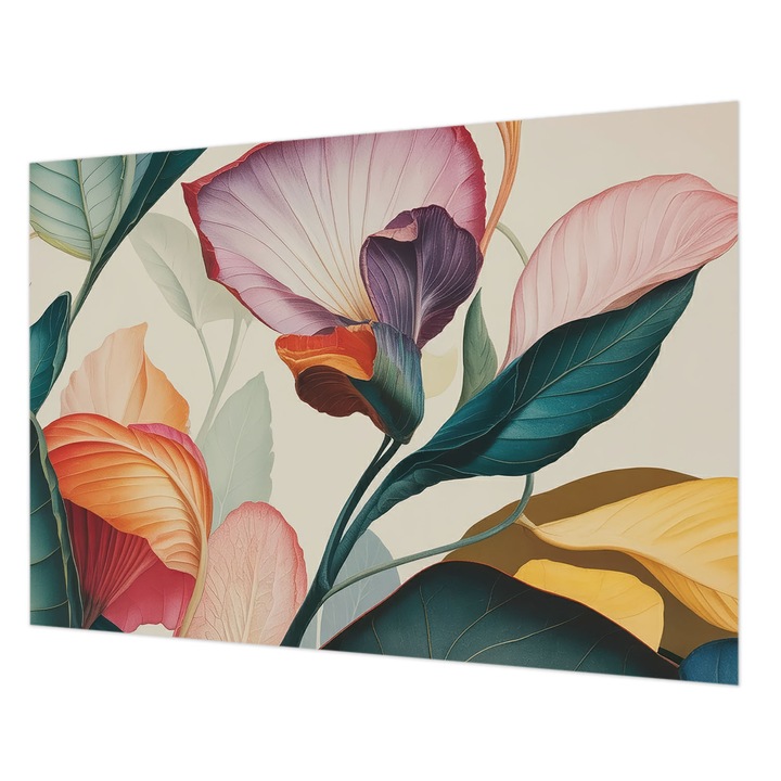 Tapéta Falra, Wallfluent, Színes virágok, Zöld, 208 x 146 cm, Nem Szőtt, Modern Dizájn, 010100060040000285106