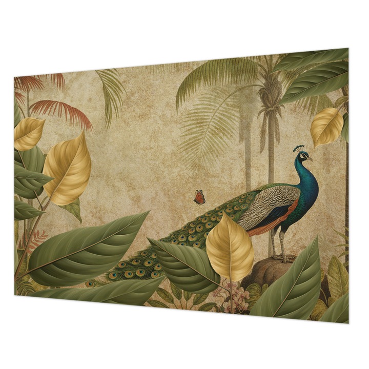 Tapéta Falra, Wallfluent, Egzotikus madár, Szürke, 208 x 146 cm, Vlies, Modern Belsőépítészeti Dekoráció, 010100060040000285103