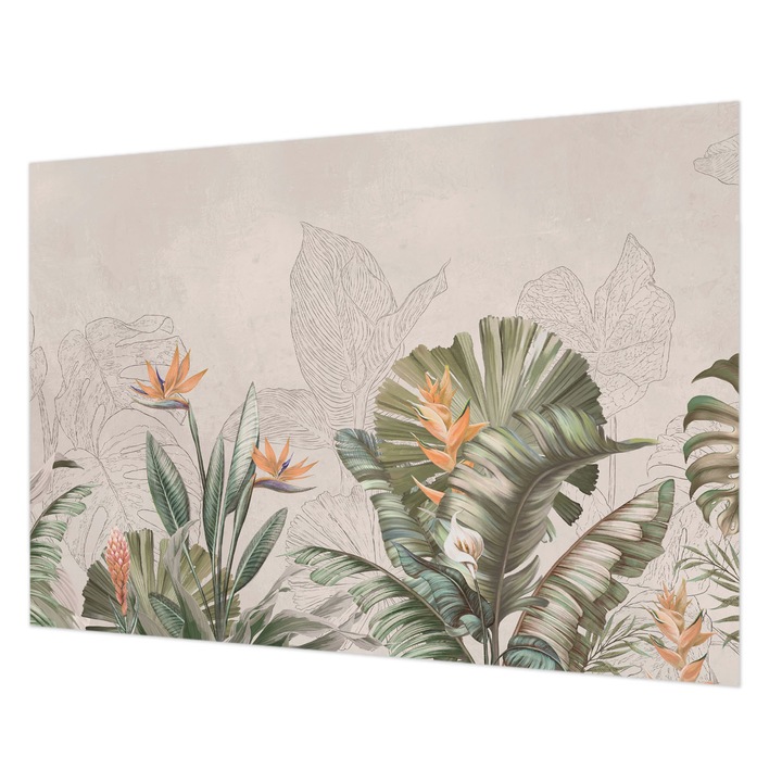 Fotótapéta Falra, Wallfluent, Trópusi virágok, Bézs, 208 x 146 cm, Nem Szőtt, Élénk Színek, 010100060040000285244