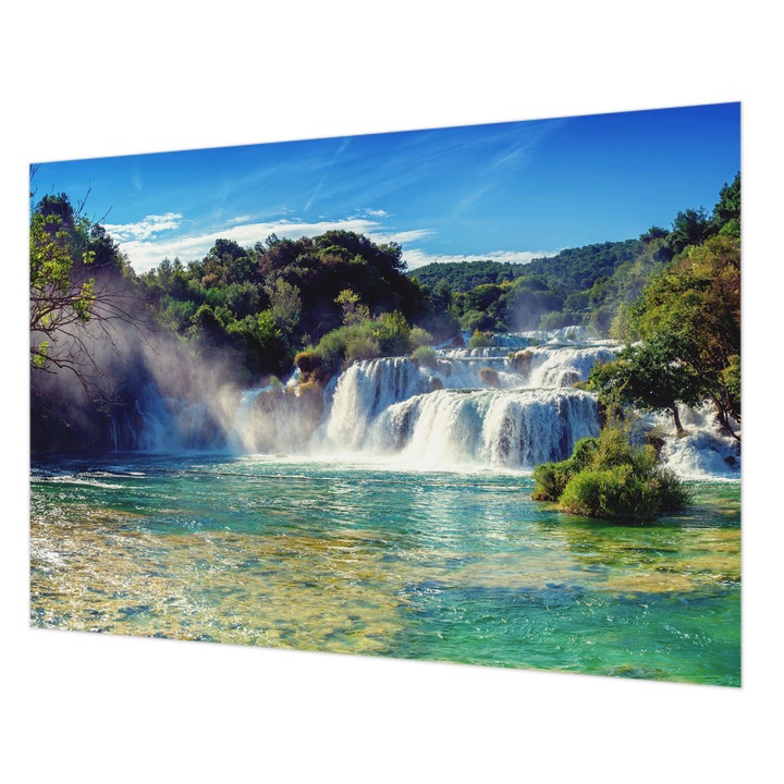 Tapéta Vlies Fali Dekoráció, Wallfluent, Vízesés táj, Kék, 208 x 146 cm, Nem Szőtt, Stílusos, 010100060040000007681