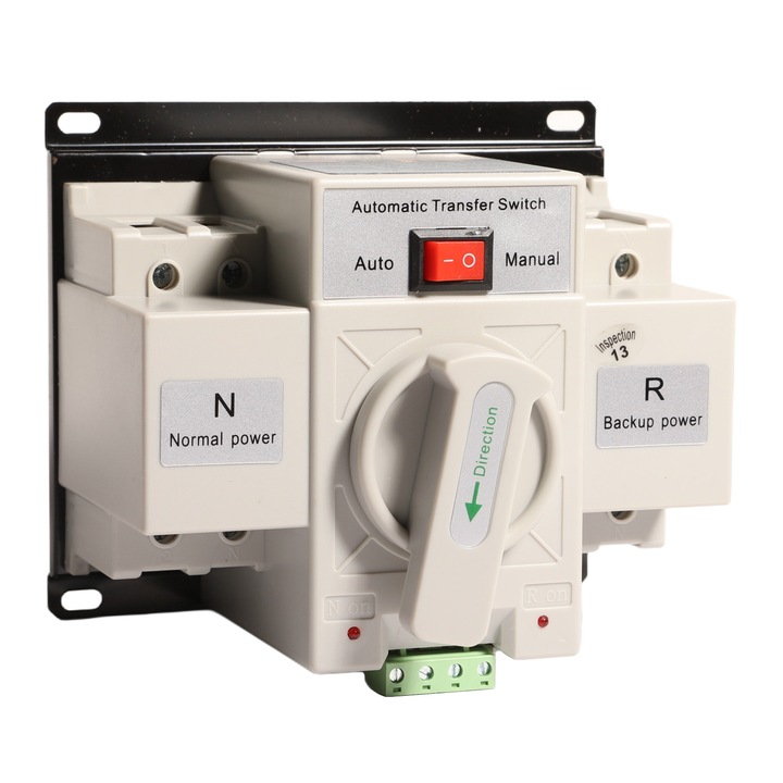 Comutator automat de transfer Dnntunk 2P 63A 220V, alb, funcție automată și manuală, timp de conversie 2S