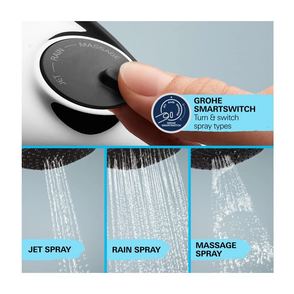 Set de dus Vitalio, Grohe Vitalio Square, 3 functii, argintiu