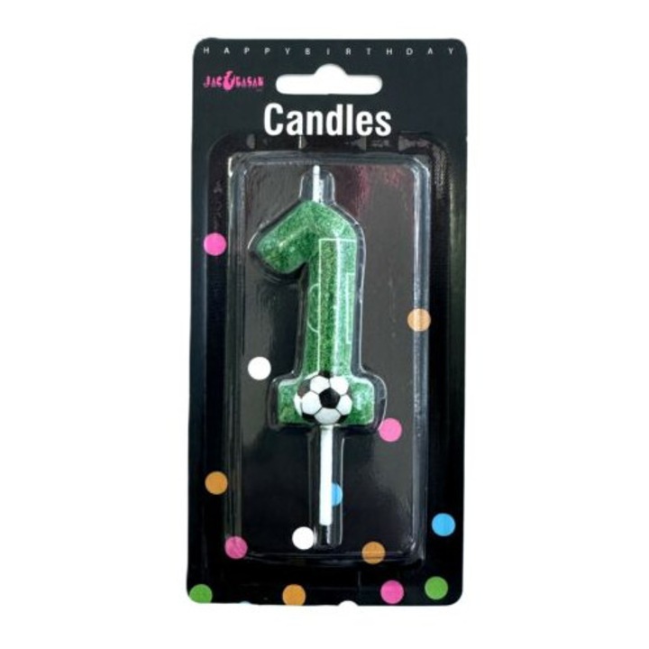 Lumanare torta cifra, 6cm, Fotbal