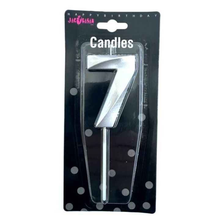 3D свещ за торта, 7см, сребърна