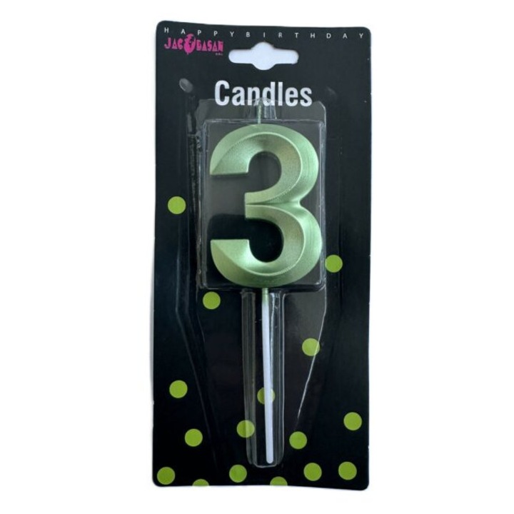Парти свещ 3D дизайн, 7см, Зелена