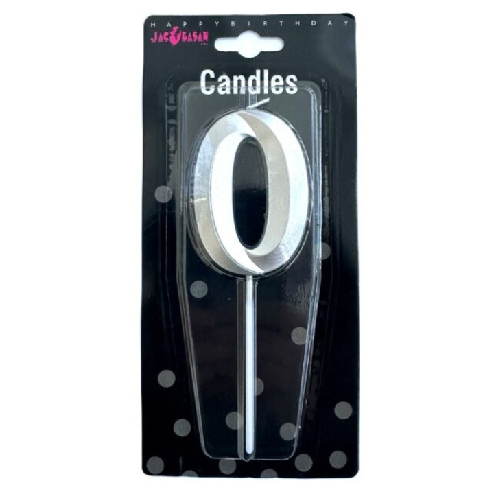 3D свещ за торта, 7 см, сребриста