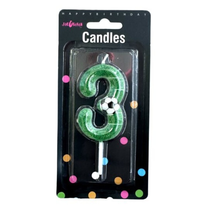 Свещ за торта цифра, 6см, Футбол