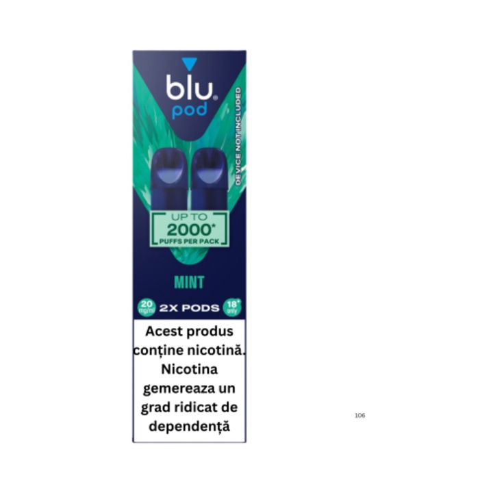 Rezervă pentru țigară electronică Blu Pod Mint Ice 20 mg, aromă mentă, 20 mg/ml