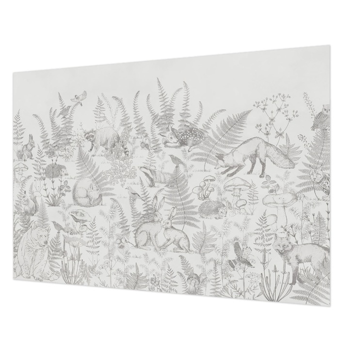 Fotótapéta Falra, Wallfluent, Erdei állatok, Szürke, 208 x 146 cm, Vlies, Élénk Színek, 010100060040000282739