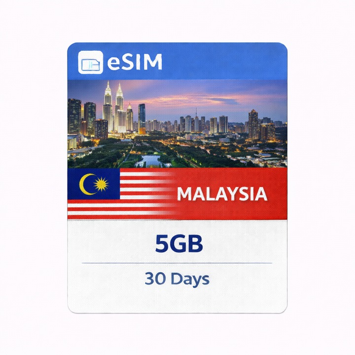 eSIM Preplătit NextSIM Malaezia, 5 GB, 30 Zile, Activare Instantă, pentru rețele 3G/4G/5G