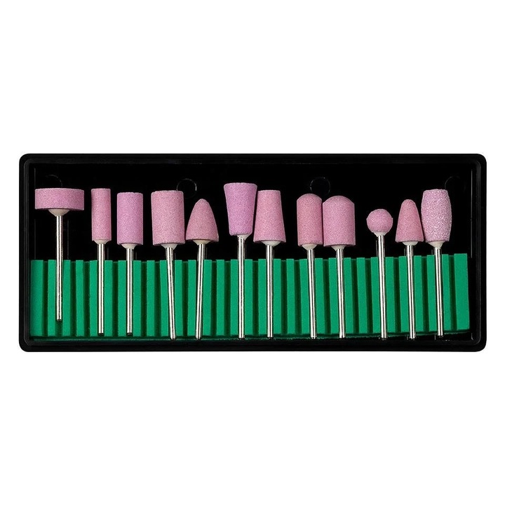 Комплект от 12 глави за фрезоване на нокти, абразивен камък, маникюр и педикюр, Dactylion