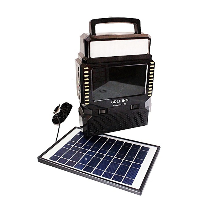 Соларен комплект GD8086 Антена ТВ Радио FM USB MP3 и 3 крушки