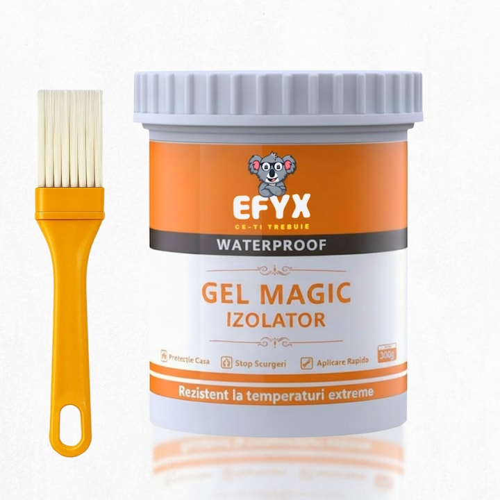 Adeziv Impermeabil Transparent pentru Etansare, Etansant Izolator Rezistent la Apa, Agent Hidroizolator pentru Multiple Suprafete, Adeziv Uscare Rapida si Uniforma, Sigiliu Anti-Scurgeri Invizibil Impermeabil si Universal, Pensula Inclusa, EFYX, 300g
