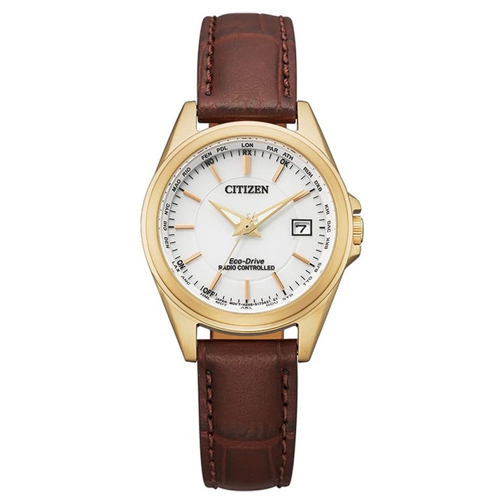 Дамски часовник Citizen EC1183-16A 4306104 90-3, Eco-Drive, Radio Controlled, Захранван със слънчева енергия, Сапфир, Кожена каишка, 29мм, 10ATM