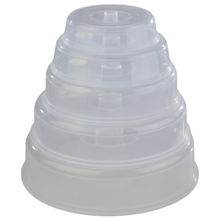Set de 5 capace pentru microunde, Westfalia, polipropilenă, diametre 11.5-22.5 cm, transparent