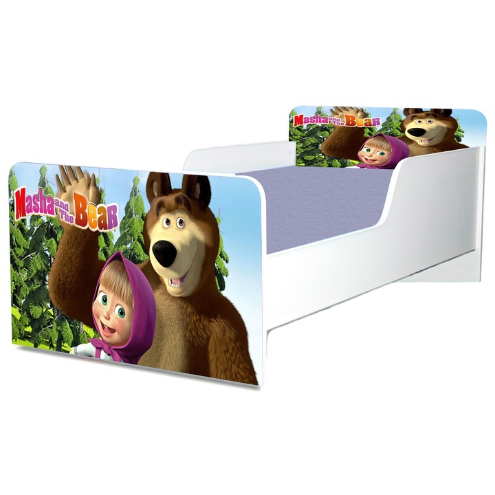 Легло Маша и Мечока, 130x60 см, със защита и включен матрак