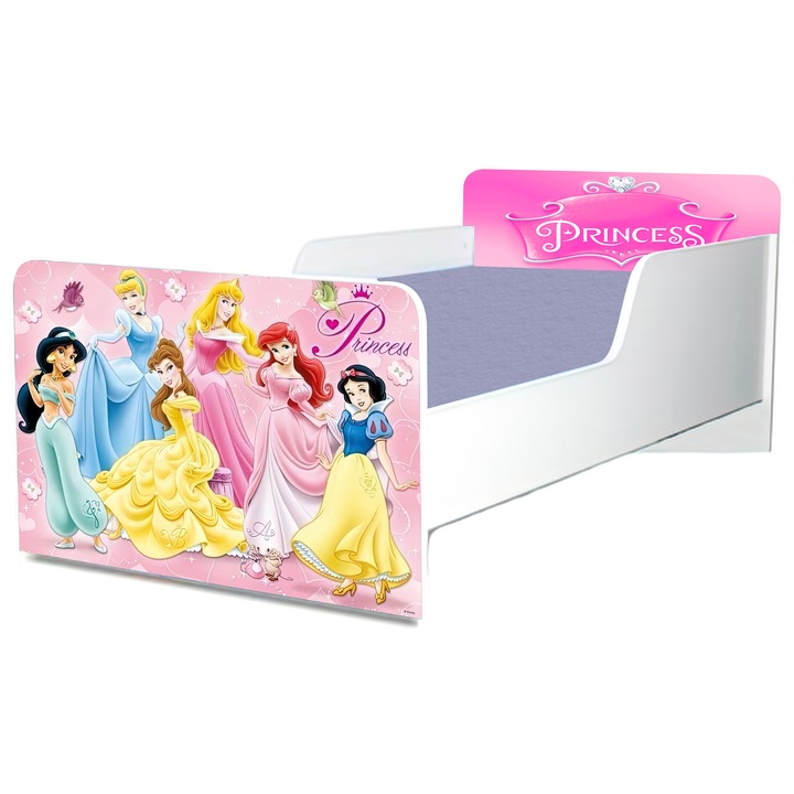 Pat Printese Disney, 130x60 cm, cu protectie si saltea inclusa