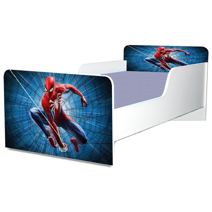 Легло Спайдърмен, 130x60 см, със защита и включен матрак