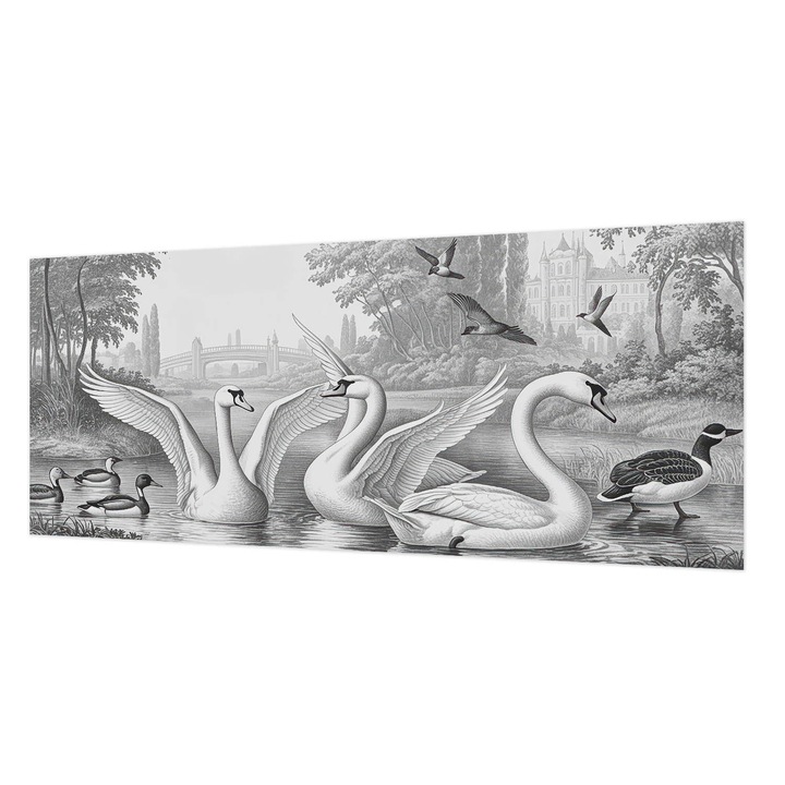 Tapéta Vlies Fali Dekoráció, Wallfluent, Klasszikus tájkép, Fekete és fehér, 250 x 104 cm, Nem Szőtt, Modern Dizájn, 010100060050000285166