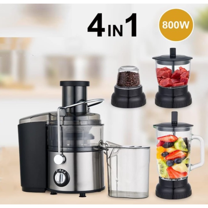 Storcator de fructe, 800W, 4 in 1, 2 trepte, multifunctional, negru/argintiu