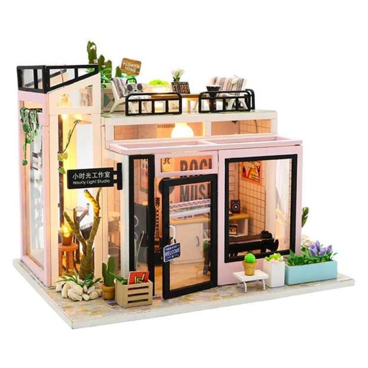 3D puzzle, DIY miniatűr babaház, teljes készlet, méretei 20x16.5x15cm