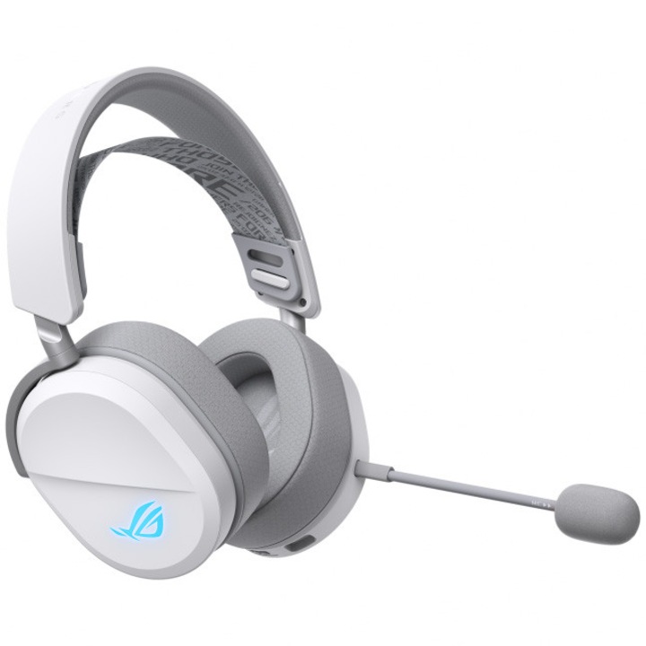 Безжични слушалки Gaming ASUS ROG PELTA, Wi-Fi 2.4Ghz, Bluetooth, USB-C, 50 мм диафрагмени драйвери с титаново покритие, ROG AURA RGB, PC, Mac, PS 4/5, Nintendo Switch, Xbox One, Android, iOS, 309 гр, Бял