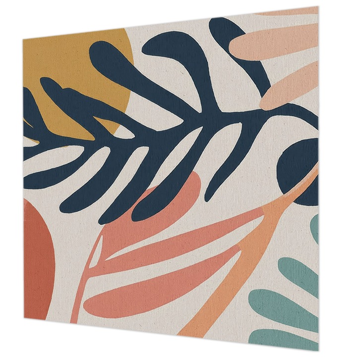 Tapéta Vlies Fali Dekoráció, Wallfluent, Leveles minták, Tengerészkék, 250 x 250 cm, Nem Szőtt, Élénk Színek, 010100060060000284792