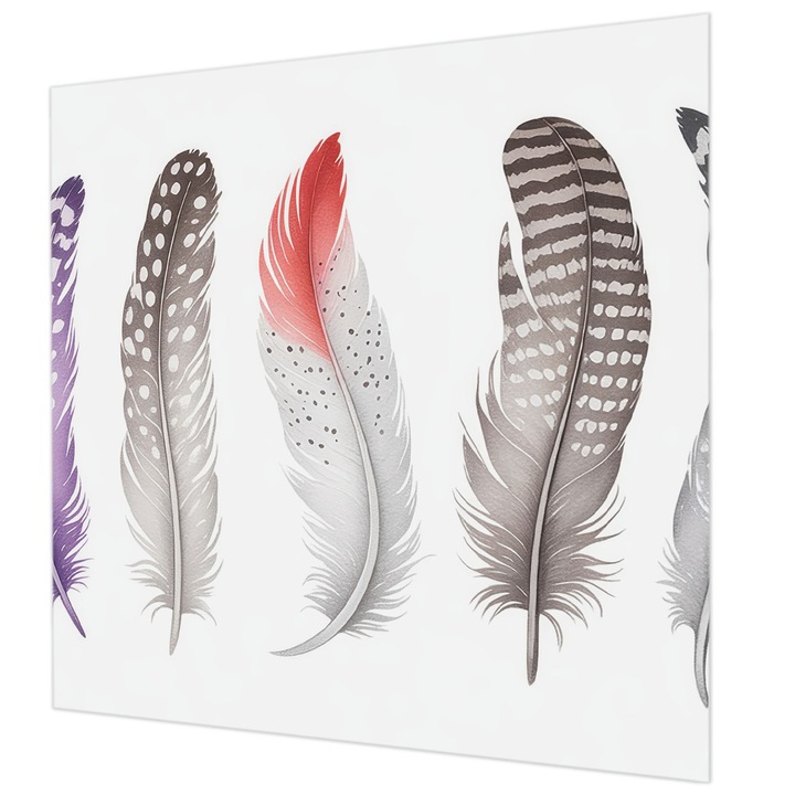 Tapéta Vlies Fali Dekoráció, Wallfluent, Mintás tollak, Lila, 250 x 250 cm, Nem Szőtt, Erős Ragasztó, 010100060060000284800