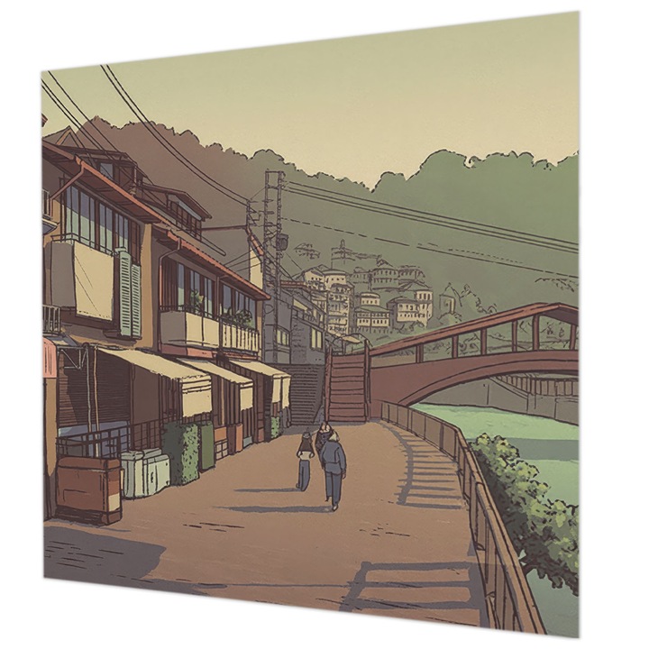 Rola Tapet Vlies De Perete, Wallfluent, Peisaj pastelat, Maro, 250 x 250 cm, Decorativ, Usor De Instalat, 010100060060000284944