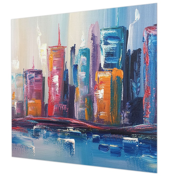 Tapet Vlies De Perete, Wallfluent, Oras colorat, Albastru, 250 x 250 cm, Elegant, Adeziv Puternic, 010100060060000284998