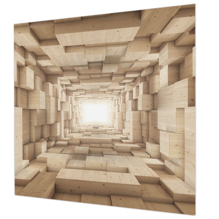 Fotótapéta Falra, Wallfluent, Tunel de lemn, Bej, 250 x 250 cm, Decorativ, Pentru Uz Intern, 010100060060000285278