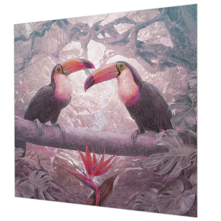 Rola Tapet Vlies De Perete, Wallfluent, Cuplu exotic, Roz, 250 x 250 cm, Decorativ, Usor De Instalat, 010100060060000285344