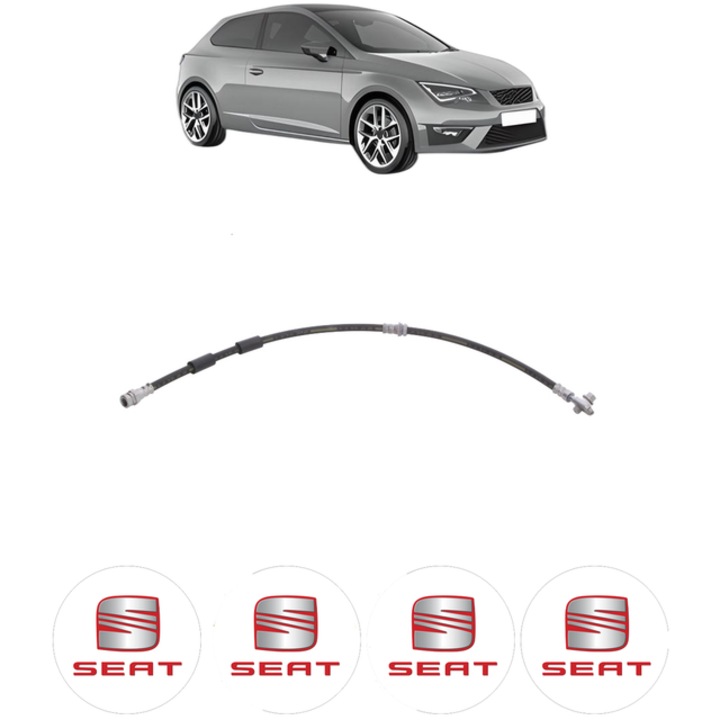 Furtun frana Fata Dreapta / Stanga SEAT LEON SC (5F5) 1.6 TDI 105 CP din 2013 - 2018, 4x Stickere auto cu SEAT