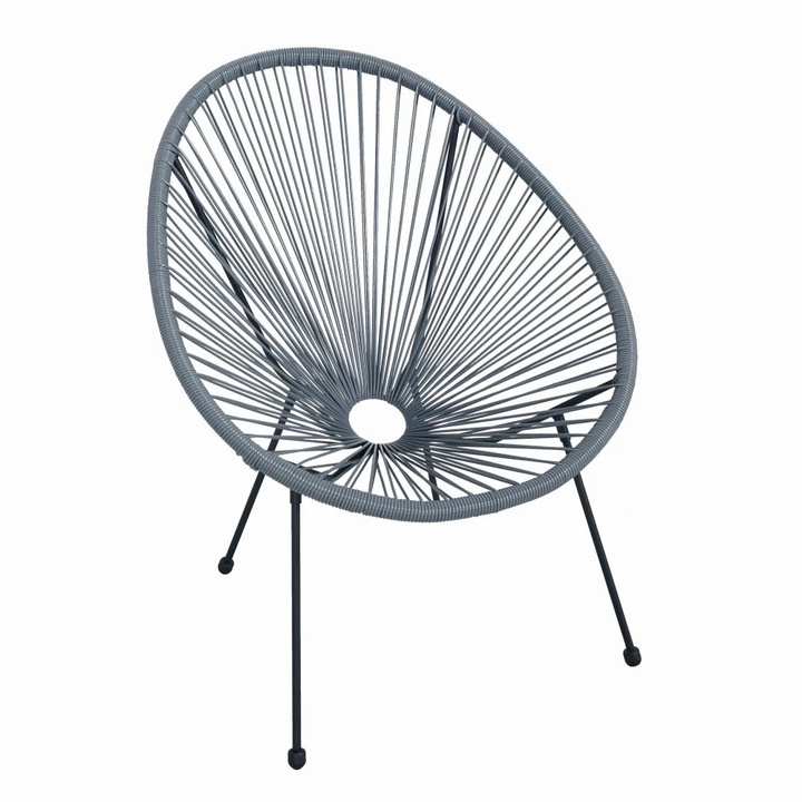 Scaun terasa Wertcraft JFC038-DG 72x74x86 cm, structura din otel, sezut din ratan, culoare gri