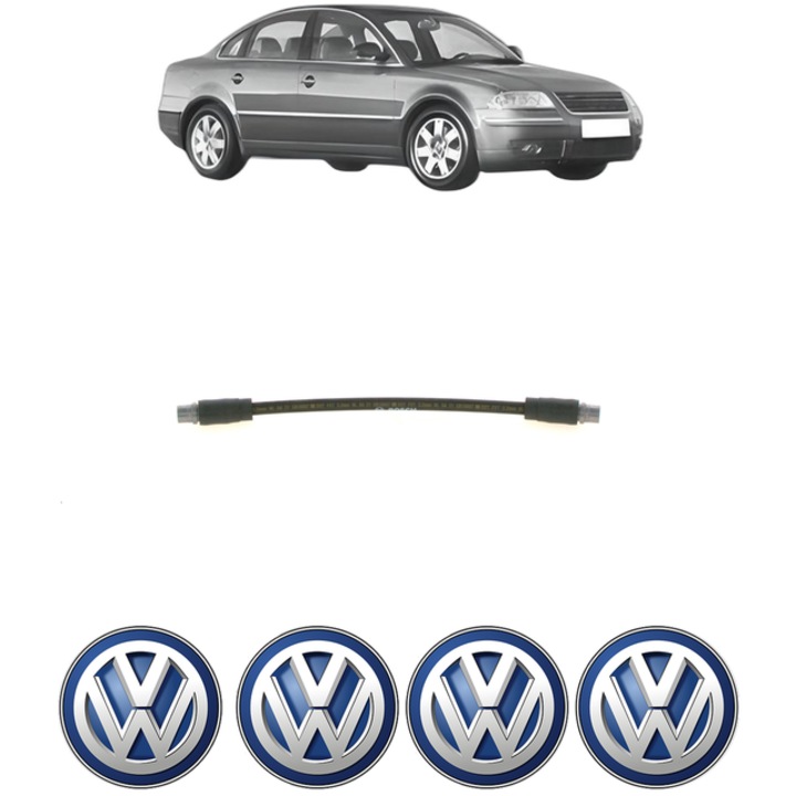 Furtun frana Fata Dreapta / Stanga Volkswagen PASSAT B5.5 (3B3) 2.0 130 CP din 2001 - 2005, 4x Stickere auto cu Volkswagen